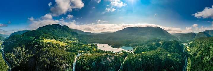 Image showing Beautiful Nature Norway. Latefossen Waterfall Odda Norway.