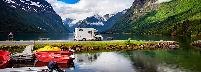 Image showing Family vacation travel RV, holiday trip in motorhome