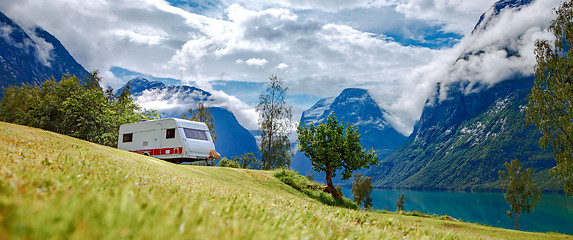 Image showing Family vacation travel RV, holiday trip in motorhome