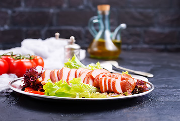 Image showing salad with smoked meat