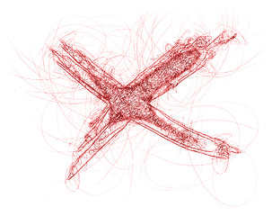 Image showing red cross ballpoint pen doodle