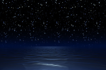 Image showing starry night sky at the ocean