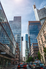 Image showing street in Frankfurt Germany with some skyscrapers