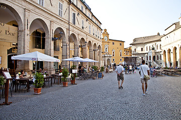 Image showing Fermo, Italy - June 23, 2019: People enjoying summer day and foo