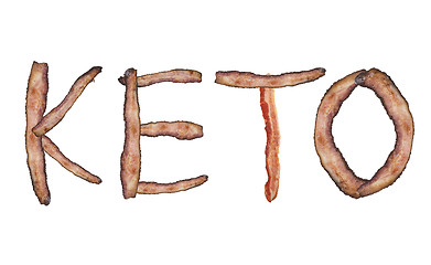 Image showing Ketogenic or keto diet  letters from bacon on white background