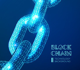 Image showing Realistic chain made from line and dot connection. Triangular design. Block chain concept. Vector illustration for the concept of networking or teamwork