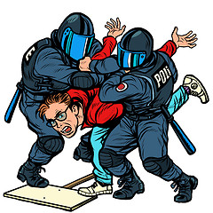 Image showing Police detain a protester, the violence against the opposition