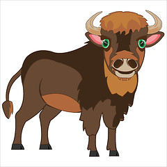 Image showing Cartoon animal bison on white background is insulated