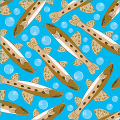 Image showing Fish gudgeon decorative pattern on turn blue background