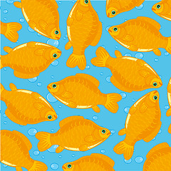 Image showing Fish carp on turn blue background a pattern