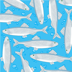 Image showing Decorative fish pattern herring on turn blue background