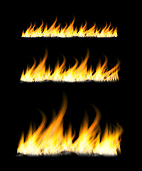 Image showing Fiery flames on a dark background. Fire bonfire. Vector illustration