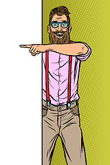 Image showing hipster man. Point to copy space poster