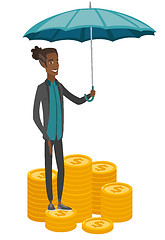 Image showing African business insurance agent with umbrella.