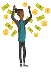 Image showing Young african-american busiessman under money rain