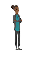 Image showing African-american confident man with folded arms.