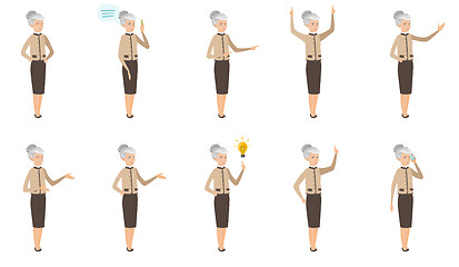 Image showing Caucasian business woman vector illustrations set.