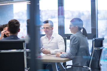 Image showing Startup Business Team At A Meeting at modern office building