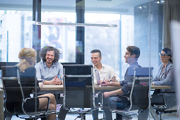 Image showing Startup Business Team At A Meeting at modern office building