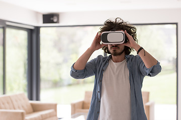 Image showing man using VR-headset glasses of virtual reality