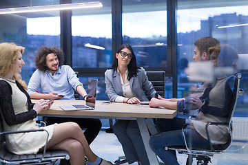 Image showing Startup Business Team At A Meeting at modern office building