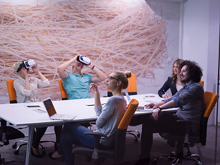 Image showing startup business team using virtual reality headset