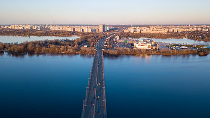 Image showing Kiev, Ukraine April, 4: Panorama of Kiev with the bridge across the Dnieper River and the left part of the city