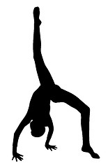 Image showing Gymnast girl making handstand