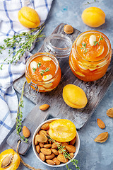 Image showing Delicious apricot jam with thyme and almonds.