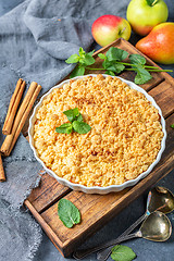 Image showing Homemade apple crumble with cinnamon.