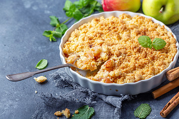 Image showing Homemade apple crumble with cinnamon.