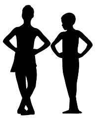 Image showing Ballet dancers girl and boy standing with crossed legs