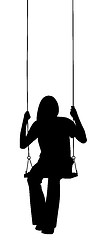 Image showing Young woman sitting on a swing