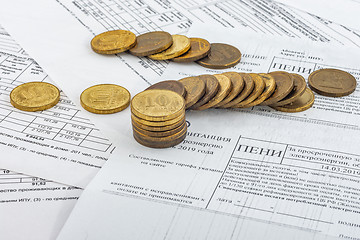 Image showing Coins are in the account with a penalty for payment of utility bills