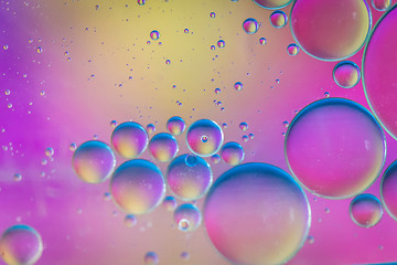 Image showing Defocused multicolored abstract background picture made with oil, water and soap