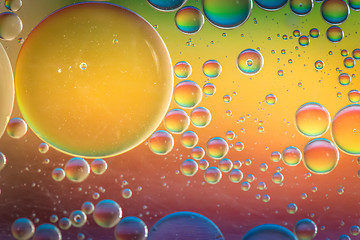 Image showing Rainbow abstract background picture made with oil, water and soap