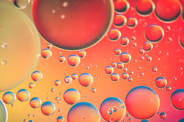 Image showing Red and orange abstract background picture made with oil, water and soap