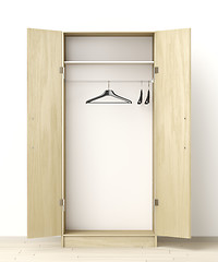 Image showing Front view of empty wardrobe
