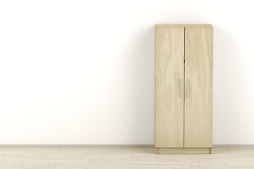 Image showing Wood wardrobe in the room