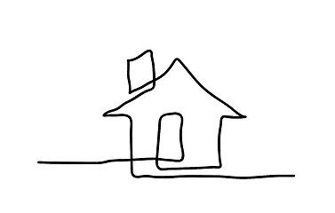 Image showing Drawing a continuous line of the house. Vector
