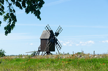 Image showing Old windmill symbol for the island Oland, the island of sun and 
