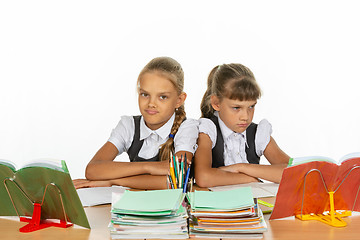 Image showing Two classmates are offended at each other