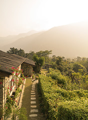 Image showing Village in Himalayas Nepal at sunrise
