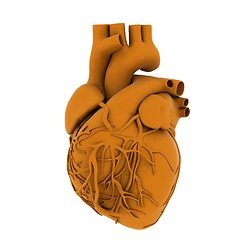 Image showing Yellow human heart. 3d illustration