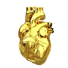 Image showing Golden anatomical heart. 3d render