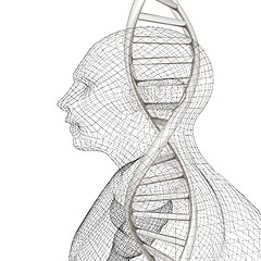 Image showing 3D medical background with DNA strands and human. 3d render