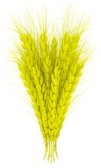 Image showing Wheat ears spikelets with grains. 3d render