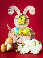 Image showing Easter bunny greeting decoration arrangement