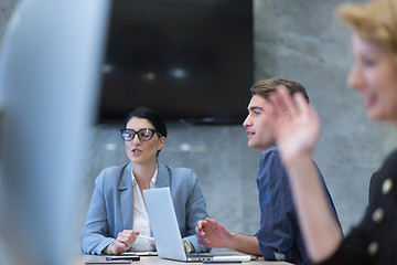 Image showing Startup Business Team At A Meeting at modern office building