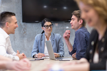 Image showing Startup Business Team At A Meeting at modern office building